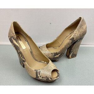 BCBGMaxazria Women's VERO CUOIO  Pumps High Heel Snake Embossed Leather 8 B/38